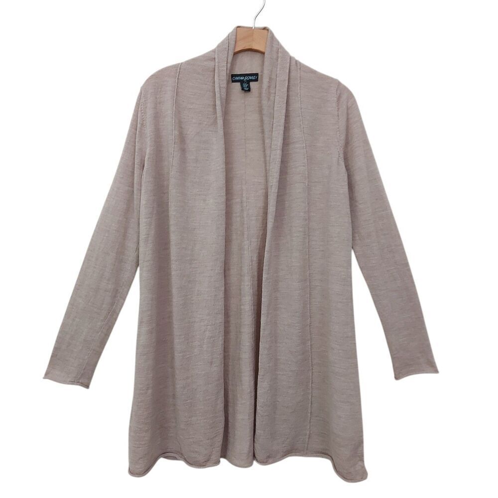 Cynthia Rowly Open Cardigan Womens Medium Brown Knitted Extra Fine Merino Wool
